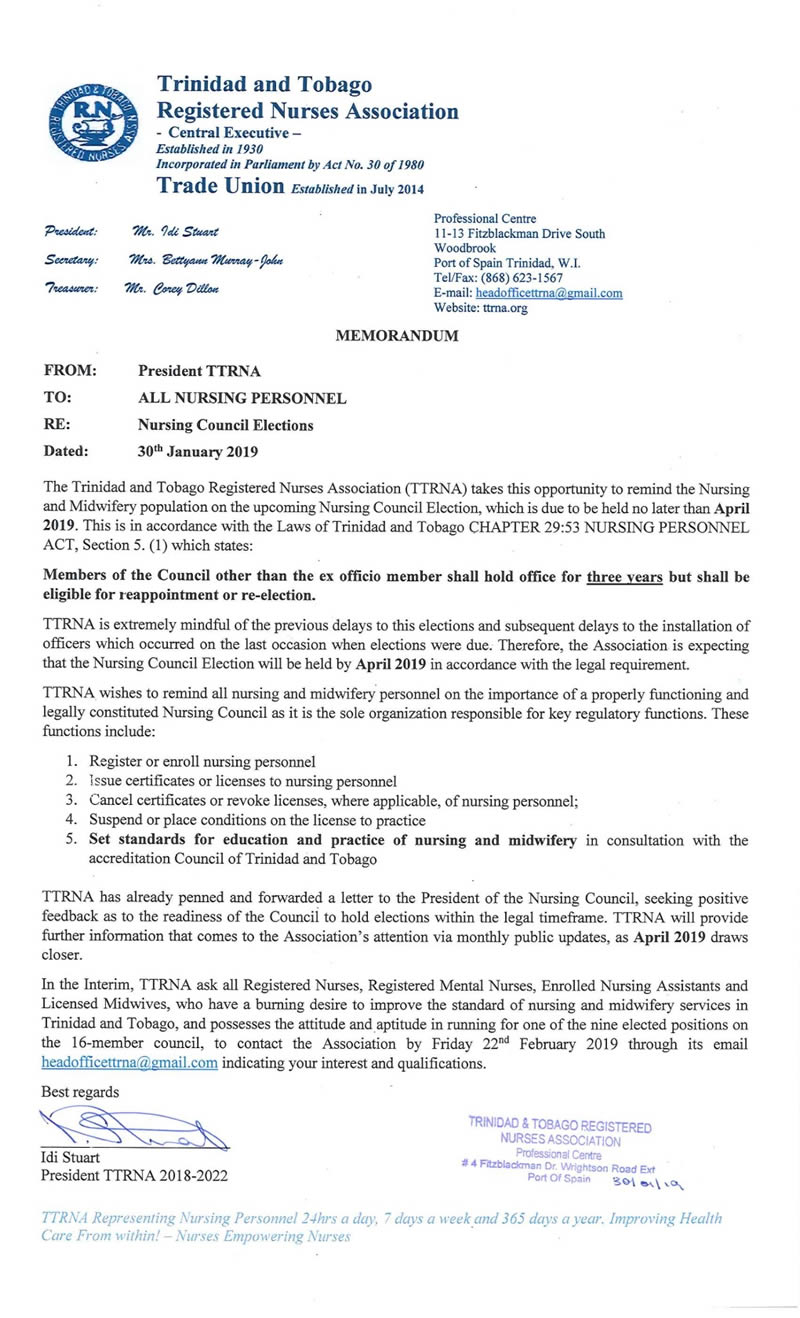 Nursing Council Elections 2019