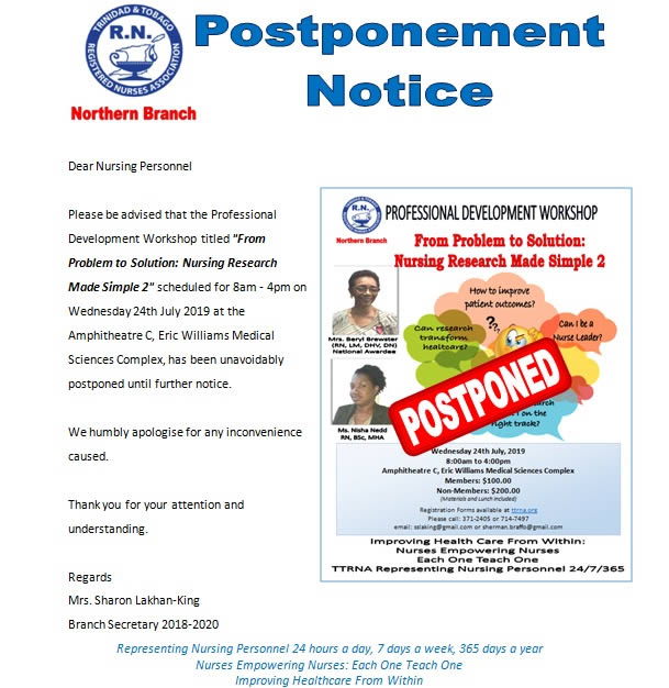 Workshop Postponed 23jul19