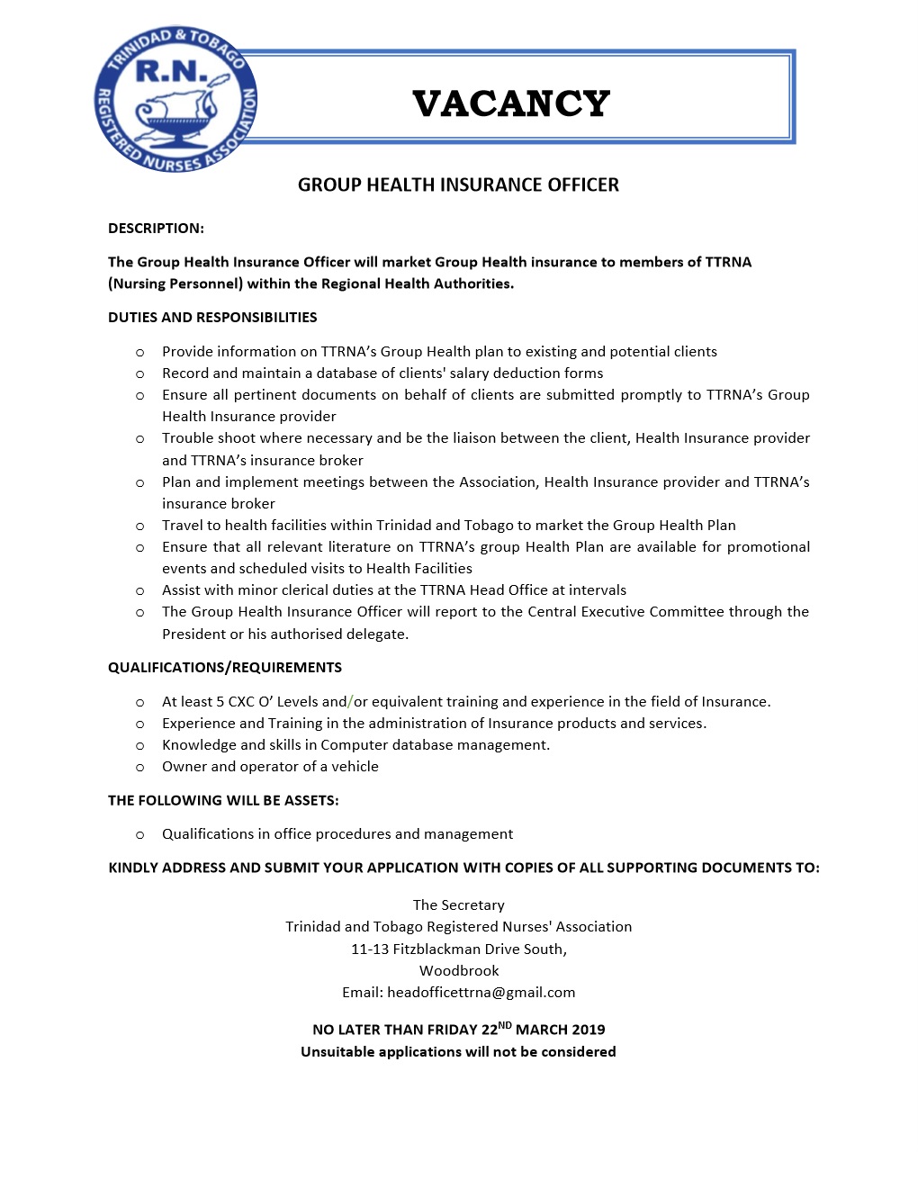 Group Health Insurance Officer