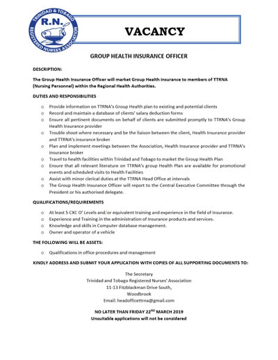 Group Health Insurance Officer