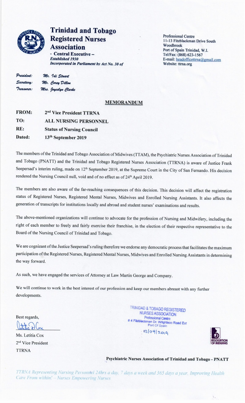 Status of Nursing Council 14Sept19